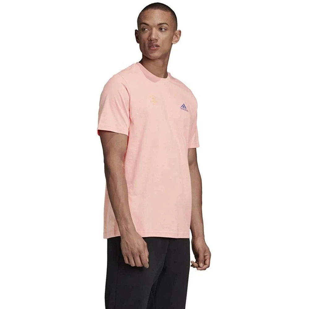 ADIDAS Snack Time Photo T-Shirt Mens Small Glory Pink GE4665 Graphic Tee